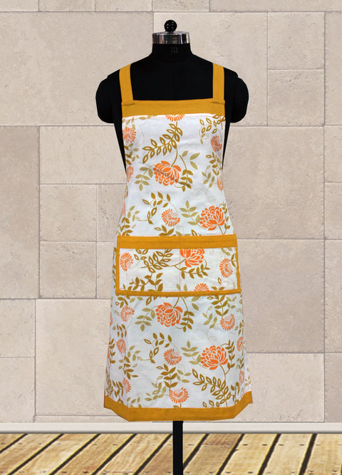Dekor World Cotton Floral Printed Apron (Pack of 1 Piece)-for Girl, Boy, Men and Women