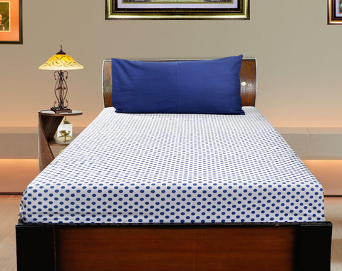 Dekor World Cotton Double Polka Dot Printed Collection Bedsheet Set (Pack of 3 Pieces) for Bed room