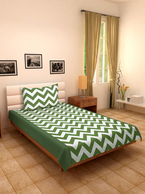 Dekor World Cotton Single Chevron Bonanza Printed Collection Bedsheet Set (Pack of 2 or 3 or 4 Pieces) for Bed room