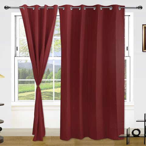 Dekor World Cotton Summer Fun Solid Curtain Set (Pack of 2 Pieces) for Bedroom and Living Room