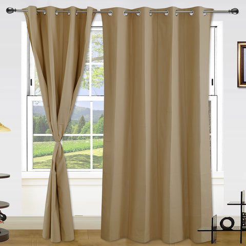 Dekor World Cotton Summer Fun Solid Curtain Set (Pack of 2 Pieces) for Bedroom and Living Room