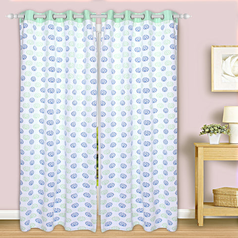 Dekor World Cotton Sunshine Garden Printed Collection Eyelet Curtain Set (Pack of 2 Pieces) For Bedroom and Living Room