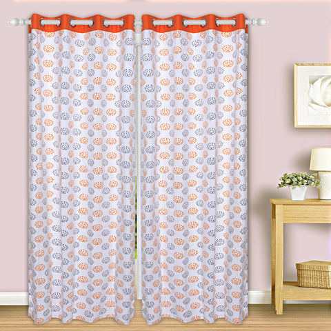 Dekor World Cotton Sunshine Garden Printed Collection Eyelet Curtain Set (Pack of 2 Pieces) For Bedroom and Living Room