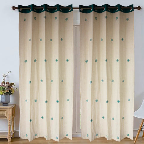 Dekor World Cotton Vally of flowers Collection Curtain Set (Pack of 2 Pieces) for Living room and Bedroom