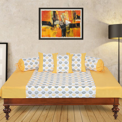 Dekor World 6 Piece Cotton Sunshine Printed Collection Diwan Set (Pack of 6 Pieces)-for Living Room