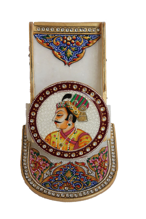 Dekor World Marble  Hand-Painted King & Queen Mobile Holder (Pack of 1 or 2 Pieces) for Center Table and Side Table