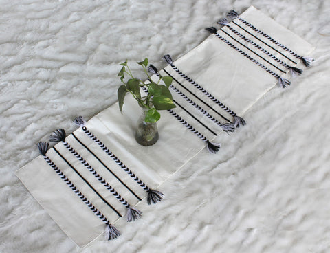Dekor World Cotton Cotton Boho Tassel Collection Table Runner (Pack of 1 Pieces)-For Dining & Center Table