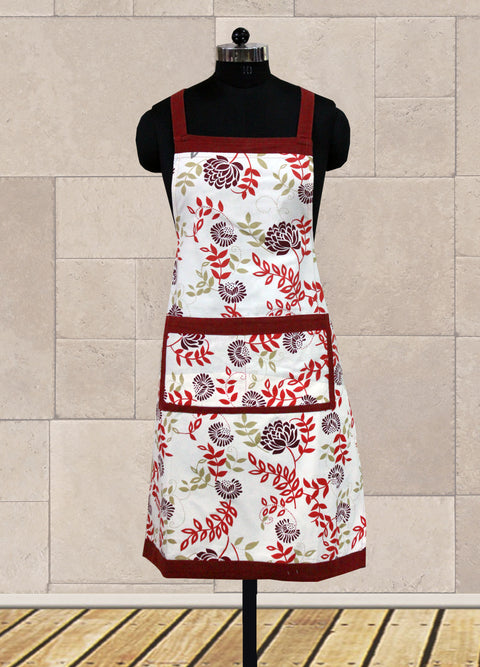 Dekor World Cotton Floral Printed Apron (Pack of 1 Piece)-for Girl, Boy, Men and Women