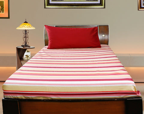 Dekor World Cotton Double Multi Stripe Printed Collection Bedsheet Set (Pack of 3 Pieces) for Bed room