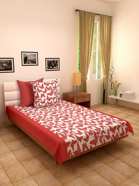 Dekor World Cotton Single Butterfly Bonanza Printed Collection Bedsheet Set (Pack of 2 or 3 or 4 Pieces) for Bed room