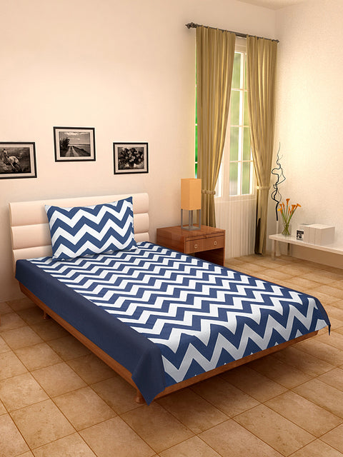 Dekor World Cotton Single Chevron Bonanza Printed Collection Bedsheet Set (Pack of 2 or 3 or 4 Pieces) for Bed room