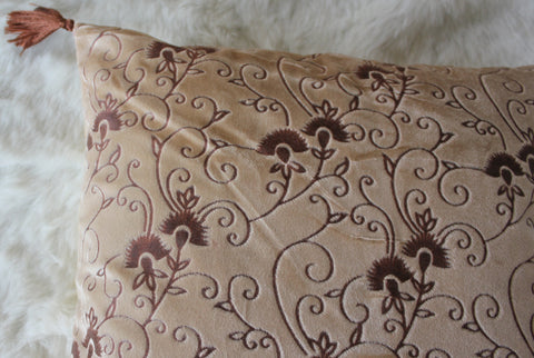 DEKOR WORLD 2 Piece Velvet Polyester Floral Embossed Collection Cushion Cover for Living room and Bedroom