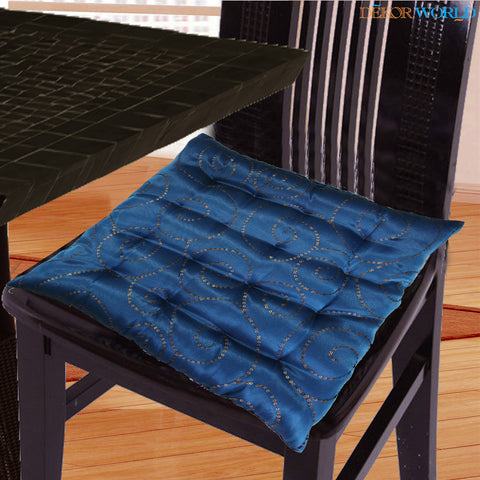 Dekor World Polyester Squence Chair Pad, Polyester Filling (40x40cm or 16x16 Inches) for Dinning Room and Bedroom