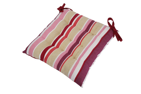 Dekor World Cotton Stripe Chair Pad, Polyester Filling (40x40cm or 16x16 Inches) for Dinning Room and Bedroom