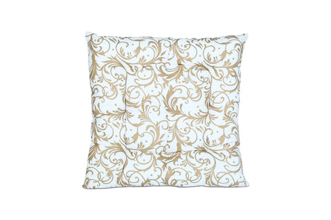 Dekor World Cotton Gold Printed Chair Pad, Polyester Filling (40x40cm or 16x16 Inches) for Dinning Room and Bedroom