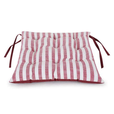 Dekor World Cotton Stripe Chair Pad, Polyester Filling (40x40cm or 16x16 Inches) for Dinning Room and Bedroom