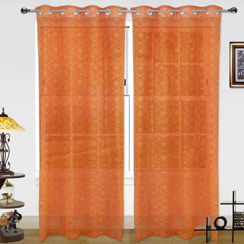 Dekor World Cotton Sheer Net Eyelet Curtain Set (Pack of 2 Pieces) for Bedroom and Living Room