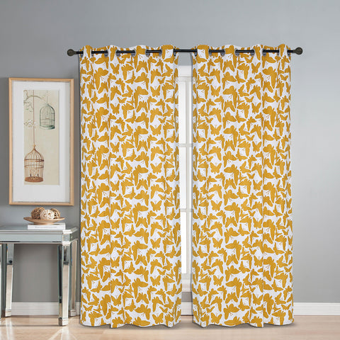 Dekor World Cotton Butterfly Printed Eyelet Curtain Set (Pack of 2 Pieces) for Bedroom and Living Room