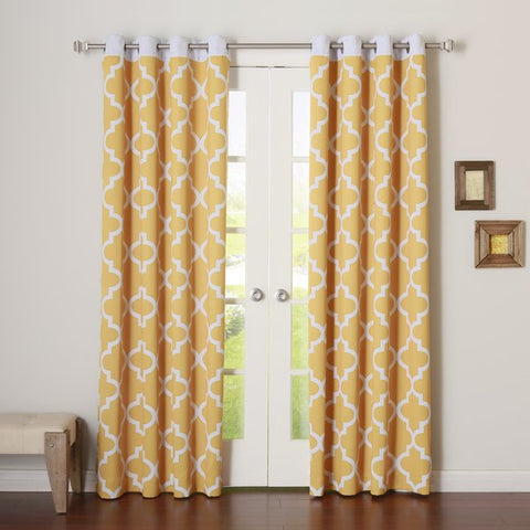 Dekor World Cotton Ogee Printed Eyelet Curtain Set (Pack of 2 Pieces)-for Bedroom and Living Room