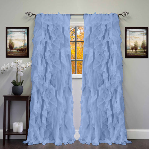 Dekor World Sheer Vertical Cotton Ruffel Curtain Set (Pack of 2 Pieces) For Bedroom and Living Room