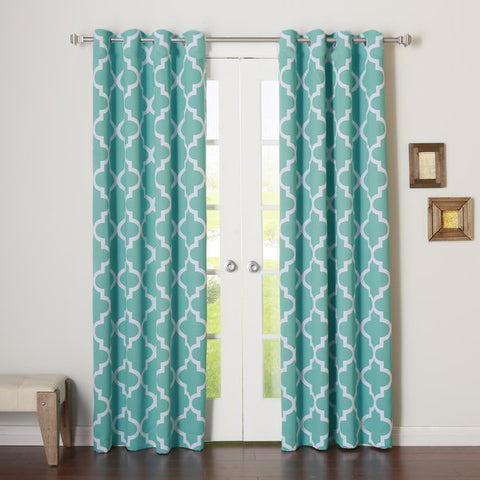 Dekor World Cotton Ogee Printed Eyelet Curtain Set (Pack of 2 Pieces) For Bedroom and Living Room
