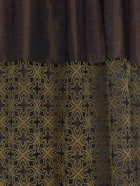 Dekor World Polyester Flok Floral Printed Eyelet Curtain Set (Pack of 2 Piece) For Bedroom and Living Room