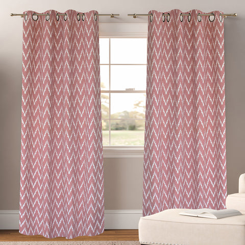 Dekor World Cotton Waggle Collection Eyelet Curtain Set (Pack Of 2) for Living room and Bedroom