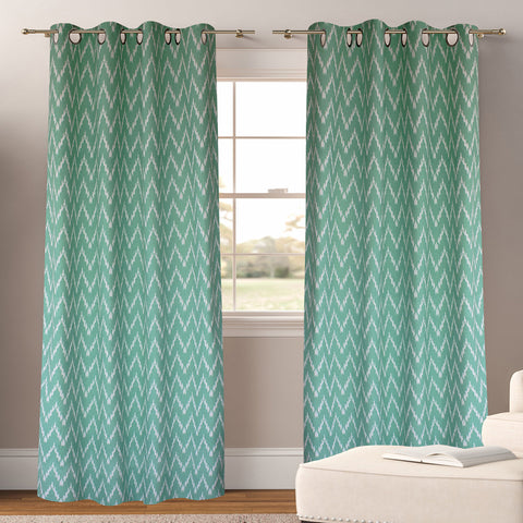 Dekor World Cotton Waggle Collection Eyelet Curtain Set (Pack Of 2) for Living room and Bedroom