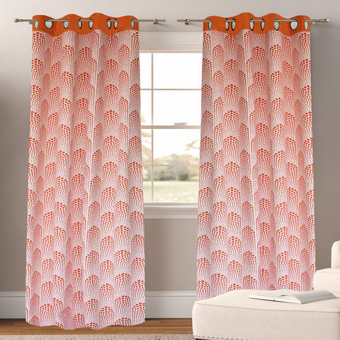 Dekor World Cotton Bubble Printed Collection Eyelet Curtain Set (Pack of 2 Pieces) For Bedroom and Living Room