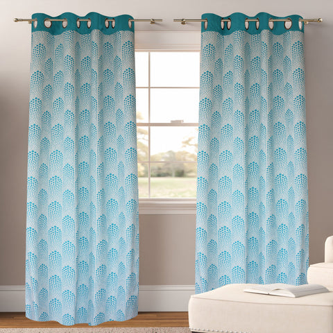 Dekor World Cotton Bubble Printed Collection Eyelet Curtain Set (Pack of 2 Pieces) For Bedroom and Living Room