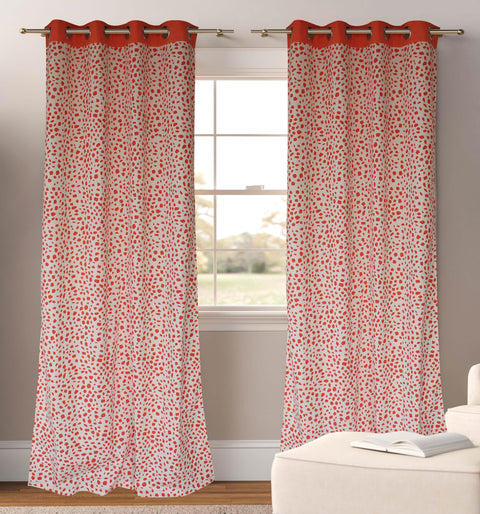 Dekor World Cotton Doffy Dots Eyelet Curtain Set (Pack of 2 Pieces) For Bedroom and Living Room