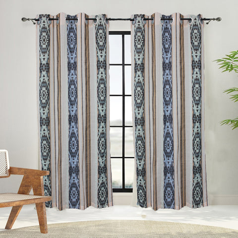 Dekor World Cotton Cross Road Collection Curtain Set (Pack of 2 Pieces) For Bedroom and Living Room