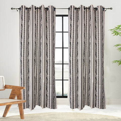 Dekor World Cotton Cross Road Collection Curtain Set (Pack of 2 Pieces) For Bedroom and Living Room