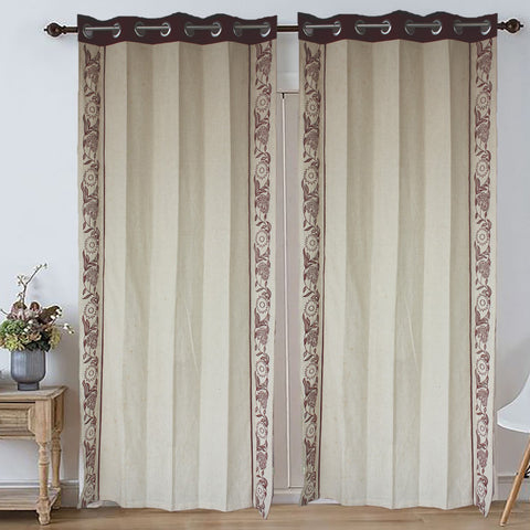 Dekor World Cotton blossom bale Collection Curtain Set (Pack of 2 Pieces) for Living room and Bedroom