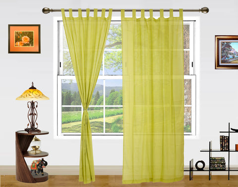 Dekor World Cotton Summer Fun Collection Loop Curtain Set (2 Pieces Curtain) for Bedroom and Living Room