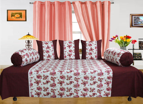 Copy of Dekor World 6 Piece Cotton Rose Printed Collection Diwan Set (Pack of 6 Pieces)-for Living Room