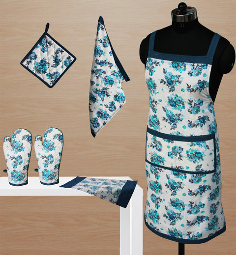 Dekor World Cotton Floral Printed Apron (Pack of 6 Pieces)-for Girl, Boy, Men and Women