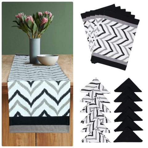 Dekor World Cotton Premium Double Chevron Printed Collection of Table Runner (Pack of 1 Piece)- Dining & Center Table
