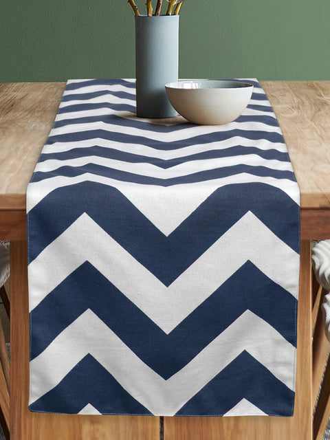 Dekor World Cotton Premium Chevron Printed Collection of Table Runner (Pack of 1 Piece)- Dining & Center Table
